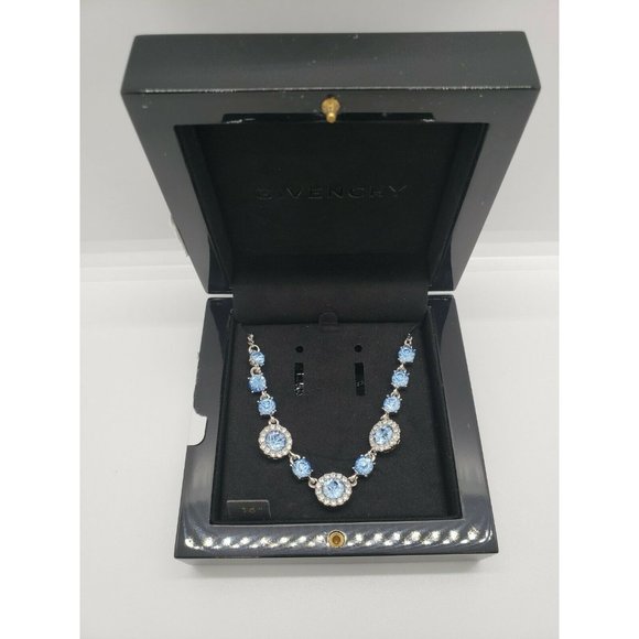 Givenchy Crystal Halo 16" Necklace Light Blue - Picture 1 of 4